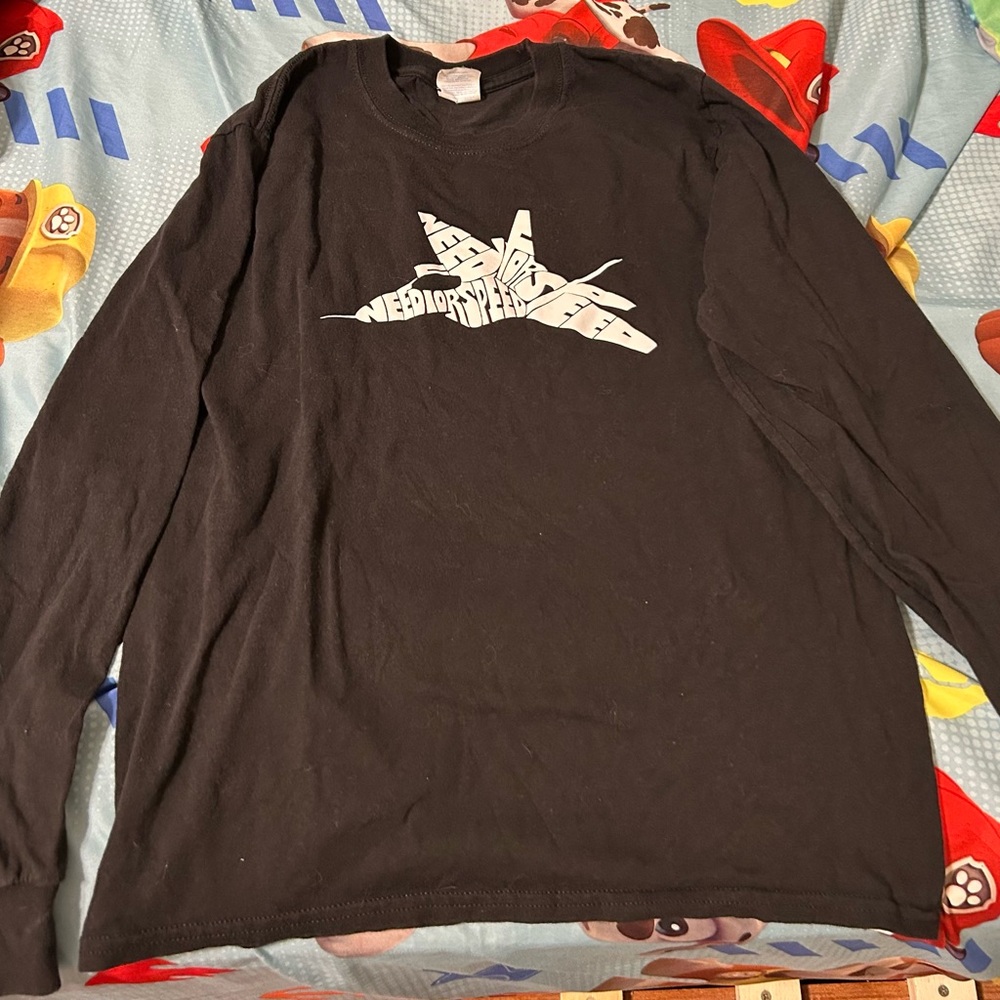 Boy’s Port Authority Cotton Need for Speed Black Long Sleeve T-Shirt Size Large